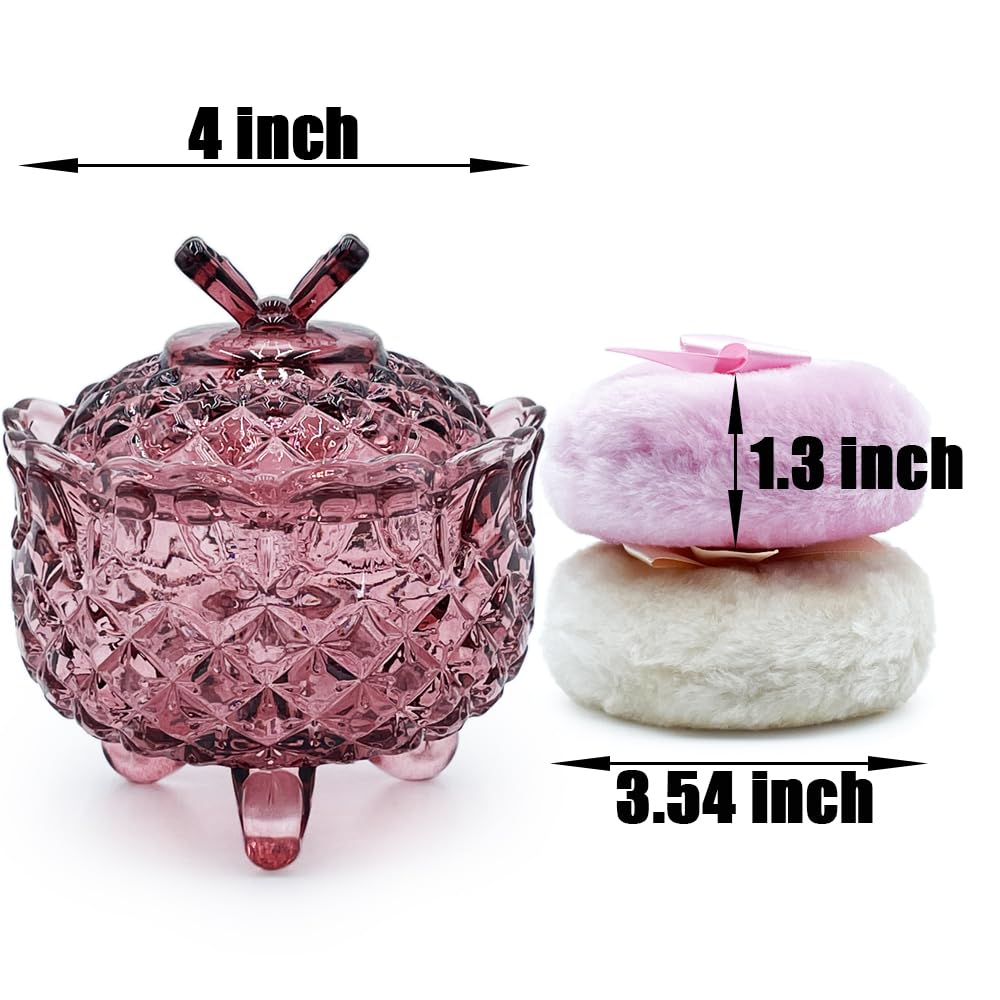 Refillable Glass Powder Jar with 3.5" Puff – Makeup & Body Powder Container