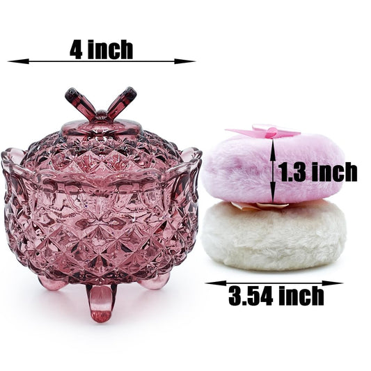 Refillable Glass Powder Jar with 3.5" Puff – Makeup & Body Powder Container
